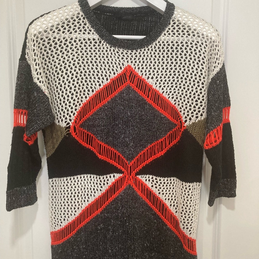 Stylish Black, White, and Red Crewneck Sweater